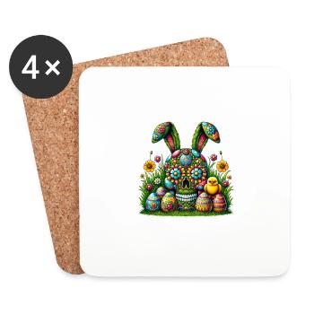 Oeuf de Pâques tête de mort chemise 's Basket squelette Tee - Dessous de verre (lot de 4) - blanc - Devant