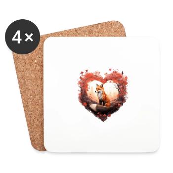 Fox Tail coeur Saint-Valentin Woodland Romance - Dessous de verre (lot de 4) - blanc - Devant