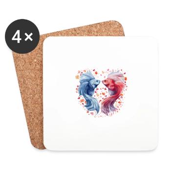Fish Love Scales Valentine's Day Underwater Dance - Coasters (set of 4) - white - Front