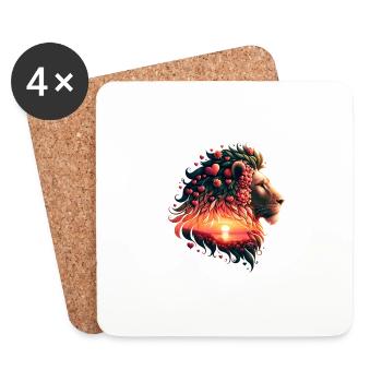 Lion Heart Mane Valentine's Day King of Love T - Coasters (set of 4) - white - Front