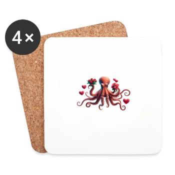 Oktopus Tentakel Geschenke Valentinstag Meer der Liebe - Untersetzer (4er-Set) - Weiß - Vorne