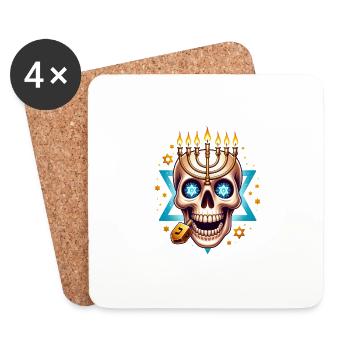 Festival of Lights Skull Tee Hanukkah Menorah - Coasters (set of 4) - white - Front