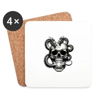 Dragon’s Breath Skull T Shirt Squelette mystique - Dessous de verre (lot de 4) - blanc - Devant
