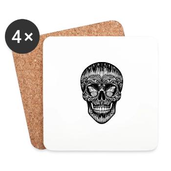 Zeichen der Liebe Totenkopf Shirt Gehörlosenbewusstsein und - Untersetzer (4er-Set) - Weiß - Vorne