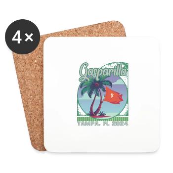 Gasparilla 2024 Pirate Palm Tampa FL - Dessous de verre (lot de 4) - blanc - Devant