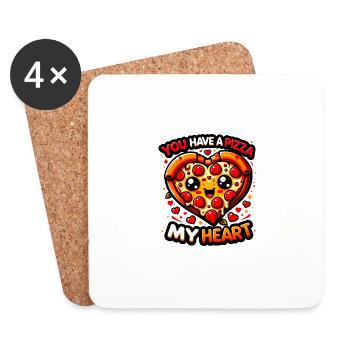 You Have a Pizza My Heart: Whimsical & Cheesy - Coasters (set of 4) - white - Front