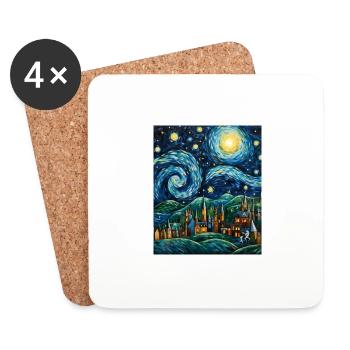 Weihnachts-Sternennacht-Shirt Bethlehem Star Art - Untersetzer (4er-Set) - Weiß - Vorne
