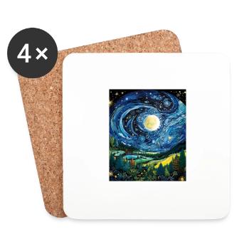 Earth Day Starry Night Shirt Van Gogh Inspired - Coasters (set of 4) - white - Front