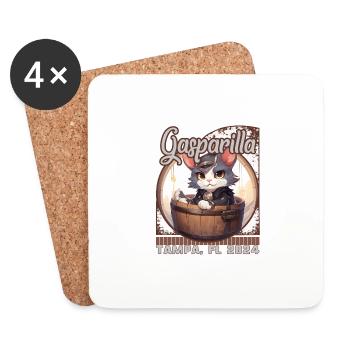 Gasparilla 2024 Pirate Cat Barrel Tampa FL - Dessous de verre (lot de 4) - blanc - Devant