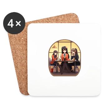 Anime Employés De Bureau Mignon Boba Thé Jeux - Dessous de verre (lot de 4) - blanc - Devant