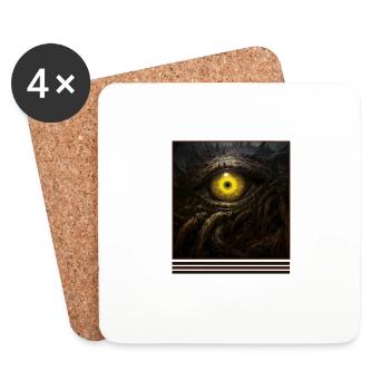 Gelbes Auge & dunkle Tentakel Vintage Gothic - Untersetzer (4er-Set) - Weiß - Vorne