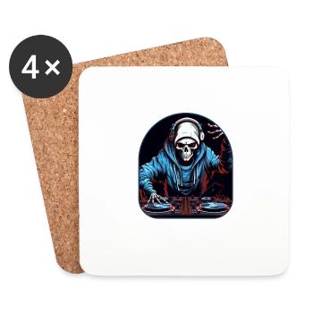 DJ Skeleton Spin and Rock - Coasters (set of 4) - white - Front