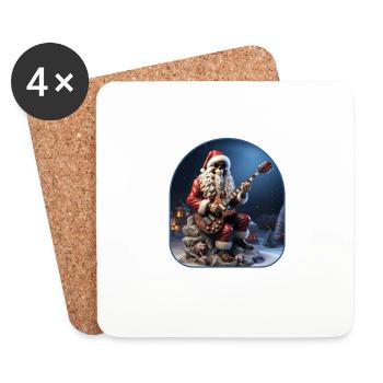 Père Noël Rocker squelette Noël Spooky vacances - Dessous de verre (lot de 4) - blanc - Devant