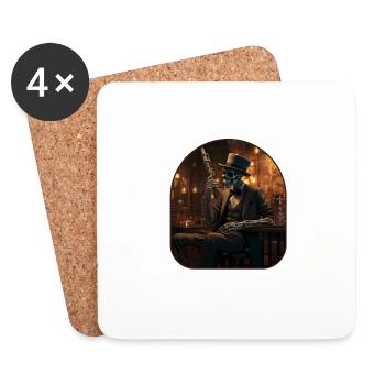 Jazz Club Skeleton Rock On Sax - Coasters (set of 4) - white - Front