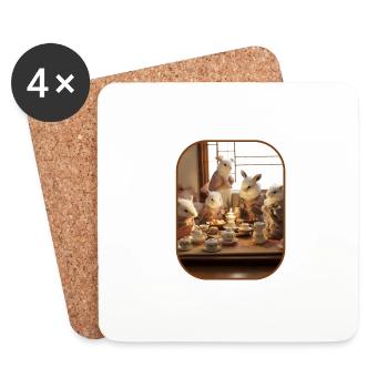Tea Ceremony Bunnies Cute Rituals T Shirt - Coasters (set of 4) - white - Front