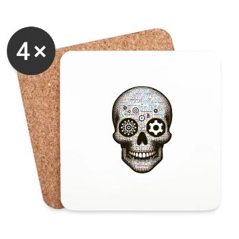 Matrice numérique du programmeur Code Master Skull Tee - Dessous de verre (lot de 4) - blanc - Devant