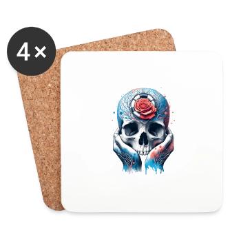 Embrace of Hope Skull Shirt ALS Awareness and - Coasters (set of 4) - white - Front