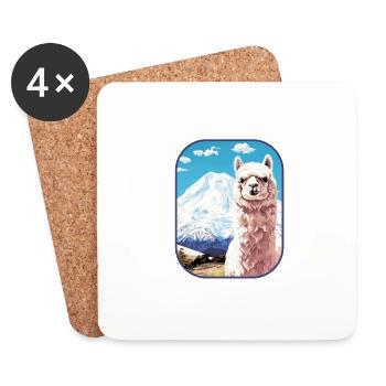Mount Fuji Alpaca A Scenic Journey T Shirt - Coasters (set of 4) - white - Front