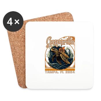 Gasparilla 2024 Turtle Pirate Flag Tampa FL - Dessous de verre (lot de 4) - blanc - Devant