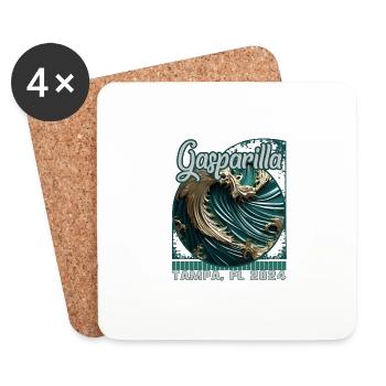 Gasparilla 2024 Coutelas croisés Tampa FL - Dessous de verre (lot de 4) - blanc - Devant