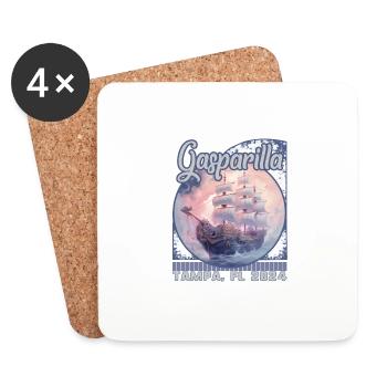Gasparilla 2024 Vaisseau fantôme Tampa FL - Dessous de verre (lot de 4) - blanc - Devant
