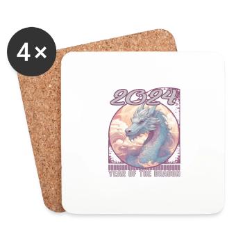 Chines New Year of Dragon Pastel Cloud Dragon - Coasters (set of 4) - white - Front