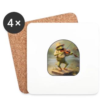 Frog Fiddle Music Dancing Mice Cottagecore Party - Coasters (set of 4) - white - Front