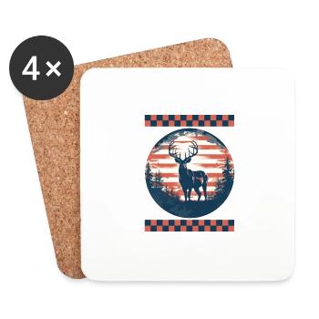 Flèches circulaires du drapeau américain pointant la forêt - Dessous de verre (lot de 4) - blanc - Devant