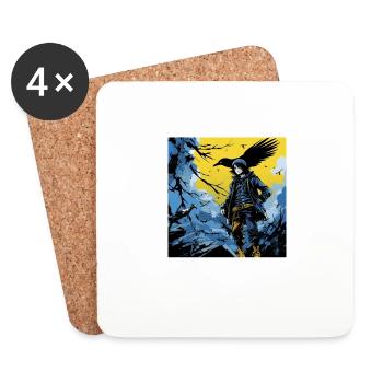 Manga crow adventures excitement - Coasters (set of 4) - white - Front