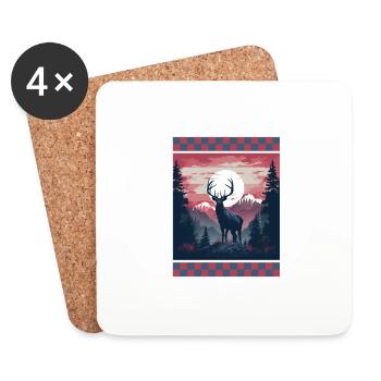 Abenddämmerung Wald Amerikanische Flagge Bäume Berg Camo - Untersetzer (4er-Set) - Weiß - Vorne