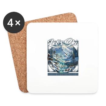 Let’s Ski Mountain Waterfalls Piste de ski Cascade - Dessous de verre (lot de 4) - blanc - Devant
