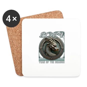 Chines New Year of Dragon Regal Coin Seal Dragon - Coasters (set of 4) - white - Front