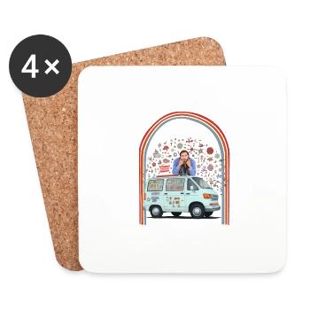 Sensibilisation au VIH Hippie Van Retro - Dessous de verre (lot de 4) - blanc - Devant