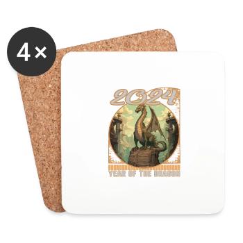 Chines New Year of Dragon Comic Art Dragon's Tale - Coasters (set of 4) - white - Front