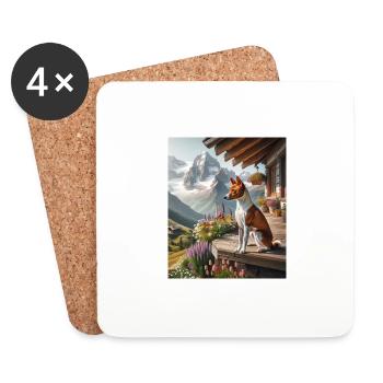 Basenji Mountain Cottagecore Retreat Men Women - Coasters (set of 4) - white - Front