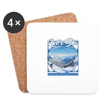 Let’s Ski Ski Resort Diptych Pristine Peak - Coasters (set of 4) - white - Front