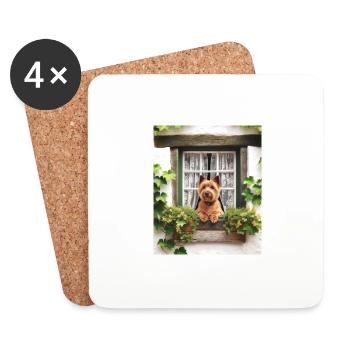 Norwich Terrier Cottagecore Dog Cottage Fenster - Untersetzer (4er-Set) - Weiß - Vorne