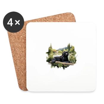 Newfoundland Dog Cottagecore Lakeside Serenity - Coasters (set of 4) - white - Front