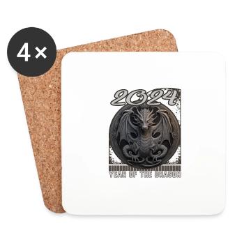 Chines New Year of Dragon Chalk Art Dragon Design - Coasters (set of 4) - white - Front