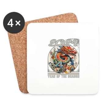 Chines New Year of Dragon Symbol Collage Dragon - Coasters (set of 4) - white - Front