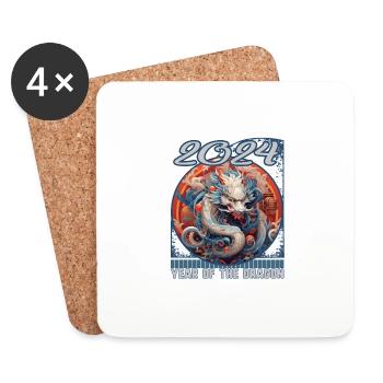 Chines New Year of Dragon Zodiac Composite Dragon - Coasters (set of 4) - white - Front