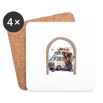 Pi Day Hippie Van Retro 1 - Dessous de verre (lot de 4) - blanc - Devant
