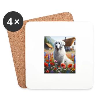 Kuvasz Dog Cottagecore Meadow Serenity Men Women - Coasters (set of 4) - white - Front