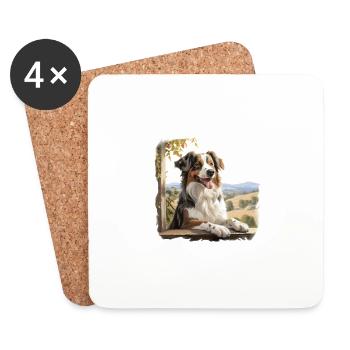Australian Shepherd Dog Cottagecore Countryside - Coasters (set of 4) - white - Front