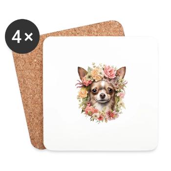 Chihuahua Hund Cottagecore Traum Männer Frauen Grafik - Untersetzer (4er-Set) - Weiß - Vorne