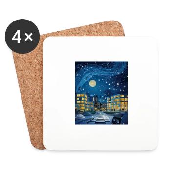 Semaine nationale de la paie Chemise Nuit étoilée - Dessous de verre (lot de 4) - blanc - Devant