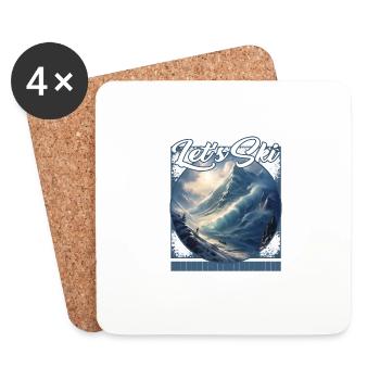 Let's Ski Wave Riding Skiers Alpine Ocean Fluid - Untersetzer (4er-Set) - Weiß - Vorne