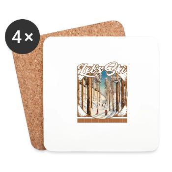 Let’s Ski Ski Pole Saplings Transformative Tree - Coasters (set of 4) - white - Front