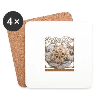 Let’s Ski Snowflake Ski Maps Micro Mountain - Coasters (set of 4) - white - Front