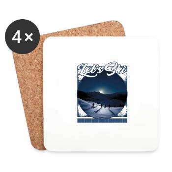 Let’s Ski Théâtre d’ombres au clair de lune Puppeteer Peaks - Dessous de verre (lot de 4) - blanc - Devant